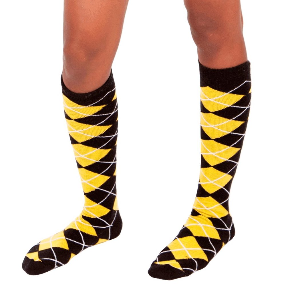 Black/Yellow Argyle Socks